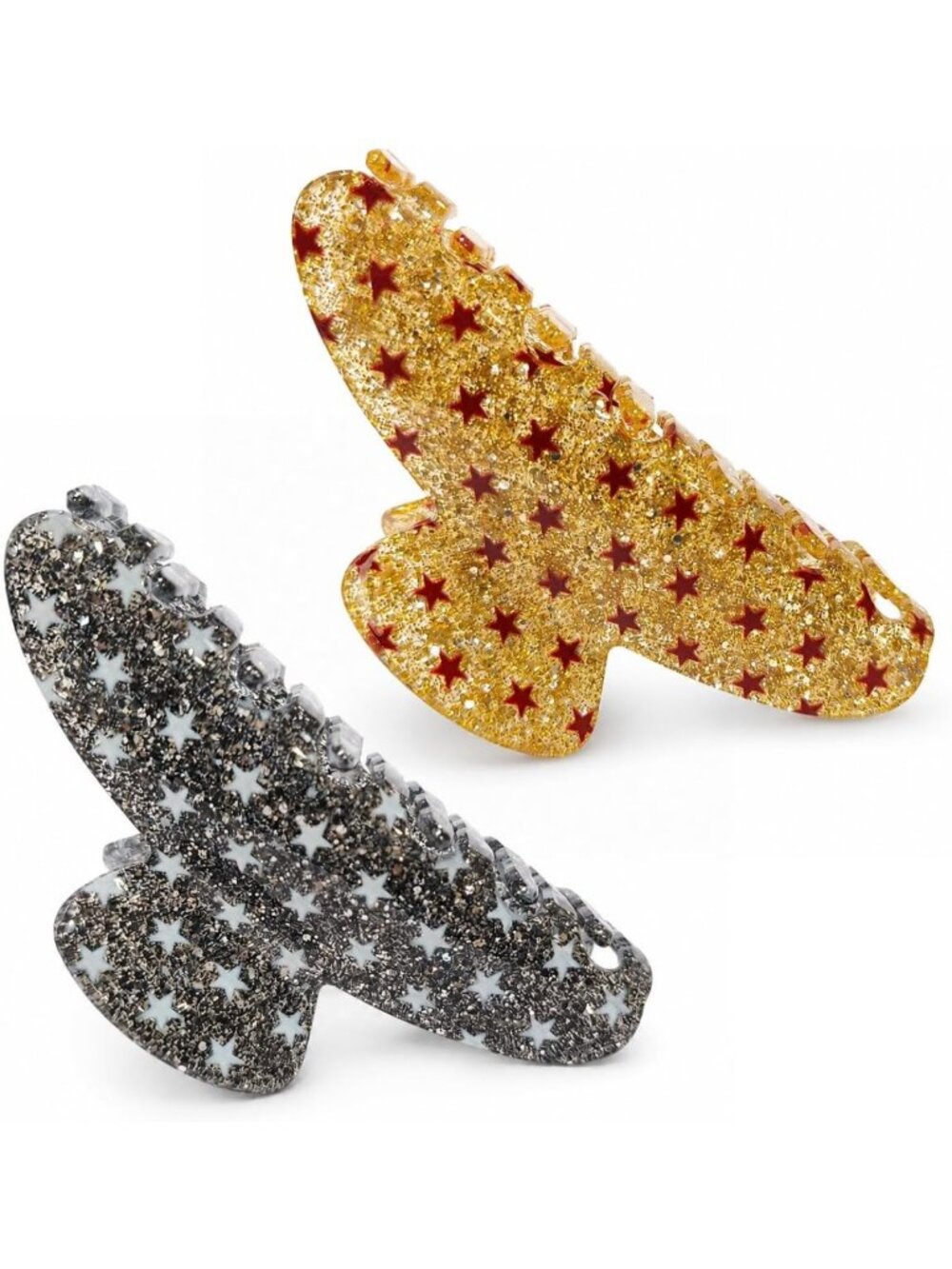 Glitter Star Acrylic Hair Claw Clips - 2 Pack Large Jaw Clips for Strong Hold